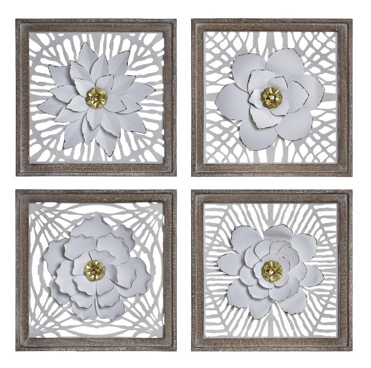 Cuadro pared abeto 40.5x3x40.5 flor 4 surtido